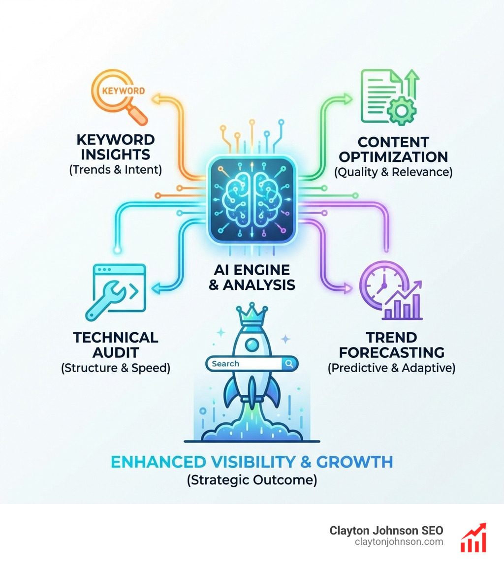 Businessman using AI to analyze search data and content performance - ai powered seo strategy