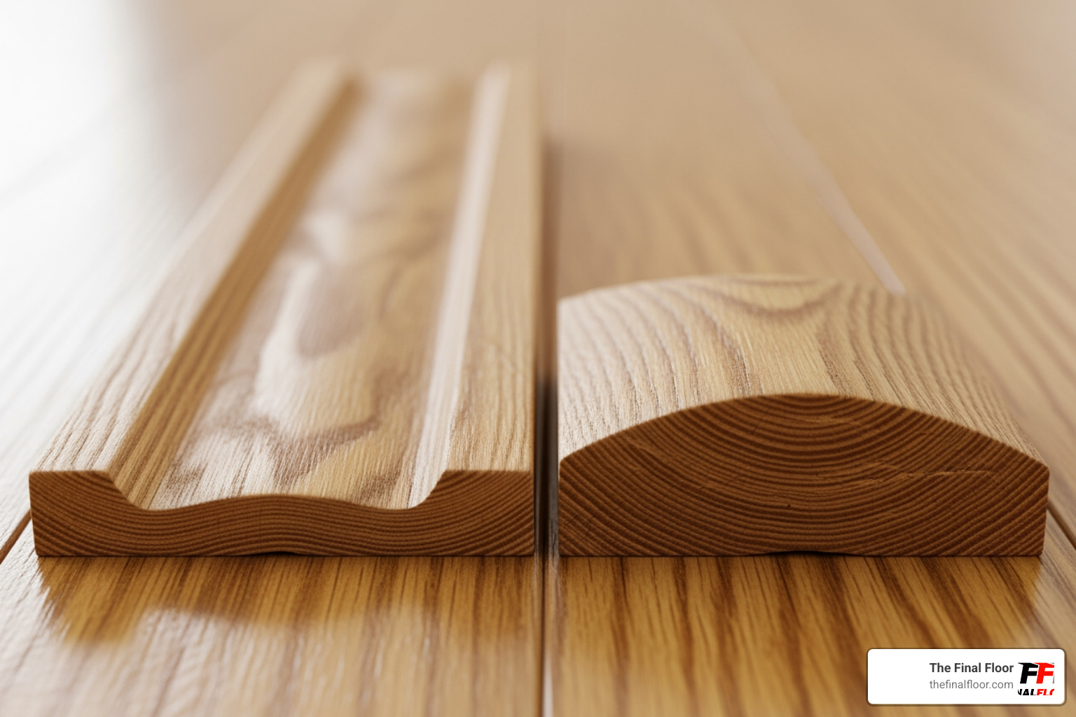 Comparison of cupping vs crowning floorboards: cupping shows edges higher than the center, crowning shows the center higher than the edges - floor board water damage Comparison of cupping vs crowning floorboards: cupping shows edges higher than the center, crowning shows the center higher than the edges - floor board water damage