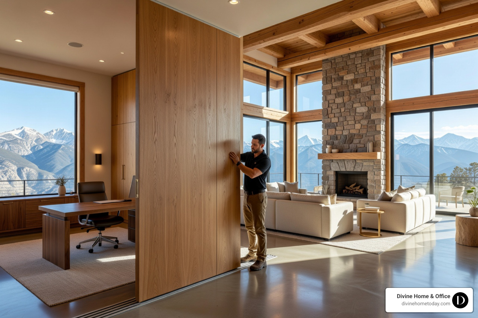 clean, quick installation of a modular wall system in a home office with natural light - Architectural interior solutions clean, quick installation of a modular wall system in a home office with natural light - Architectural interior solutions