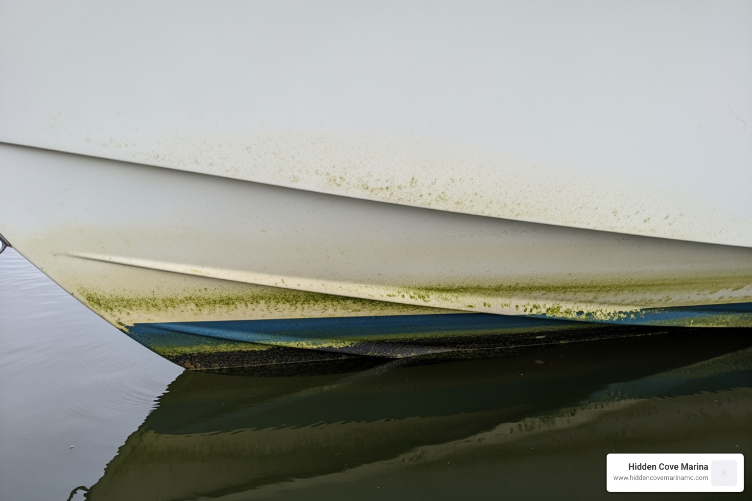 Boat hull showing signs of heavy oxidation and mineral staining from local waters - moncks corner boat cleaning Boat hull showing signs of heavy oxidation and mineral staining from local waters - moncks corner boat cleaning