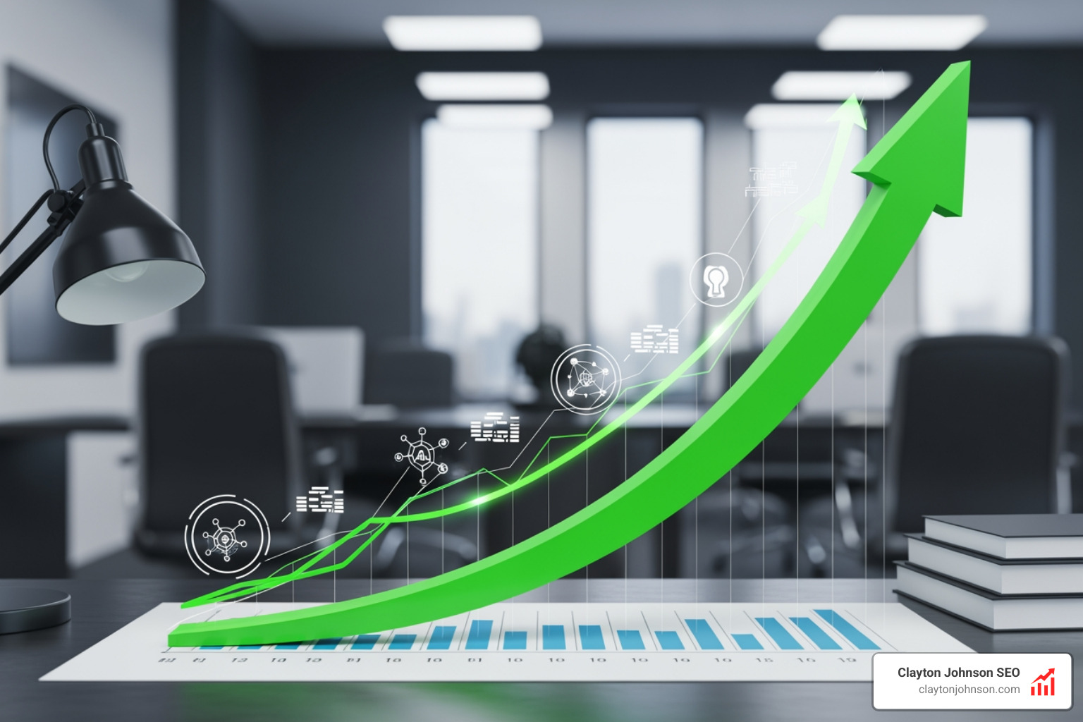 Business growth chart showing a steep upward trajectory enabled by AI integration - ai powered tools