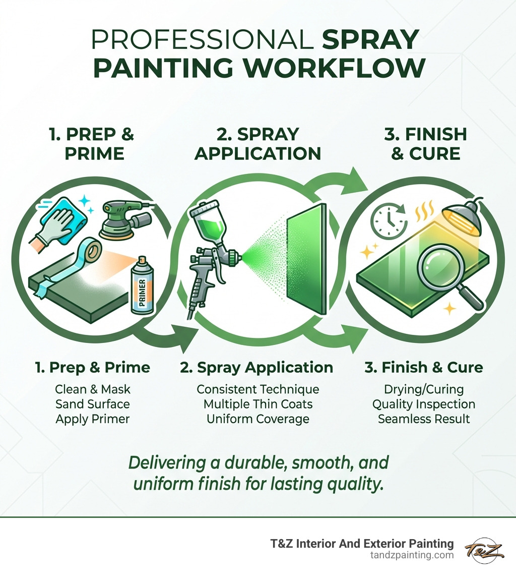 Infographic explaining the professional spray painting workflow - spray paint services infographic Infographic explaining the professional spray painting workflow - spray paint services infographic