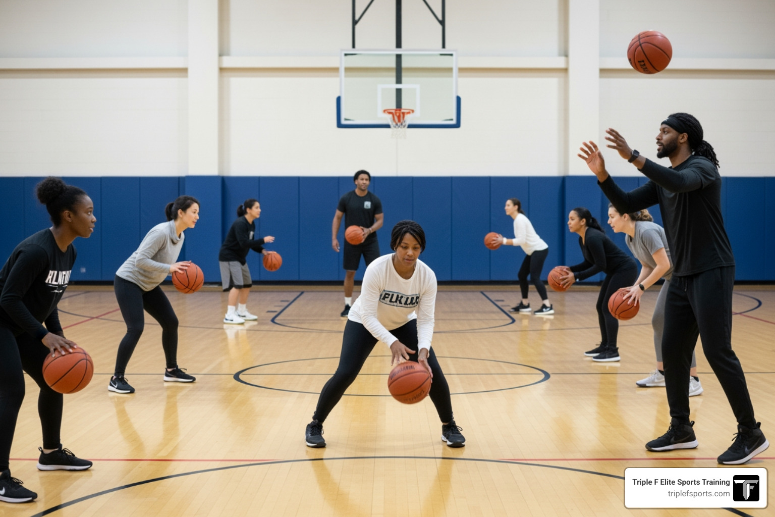 a group of adults participating in a basketball skills clinic - adult basketball training near me a group of adults participating in a basketball skills clinic - adult basketball training near me
