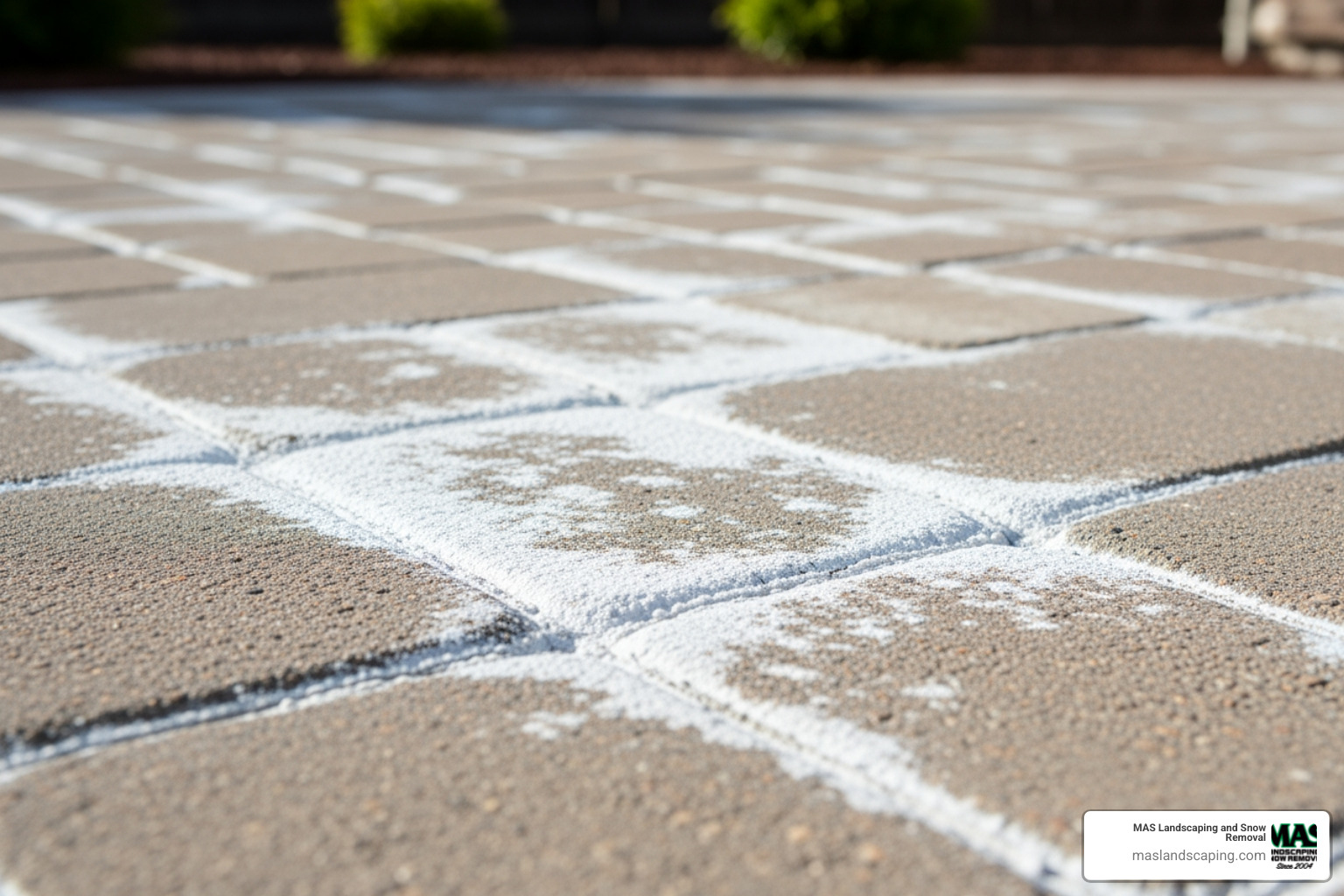 Image of concrete pavers showing white, chalky efflorescence on the surface. - Patio Paver Sealing