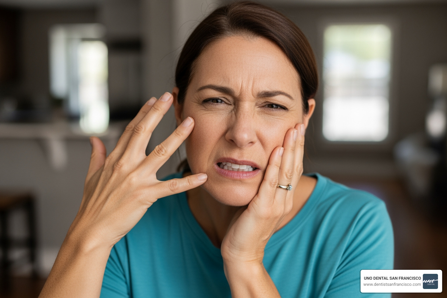 Patient holding their jaw in discomfort due to a dental emergency - dentists open on saturday Patient holding their jaw in discomfort due to a dental emergency - dentists open on saturday