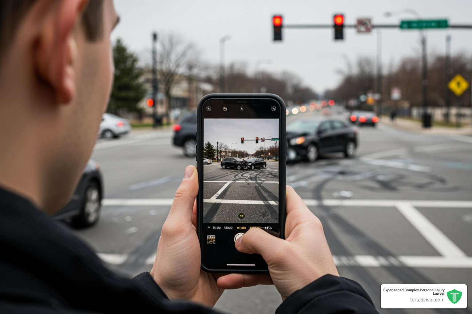 Documentation of an accident scene with a smartphone camera - best lawyers for car accidents Documentation of an accident scene with a smartphone camera - best lawyers for car accidents