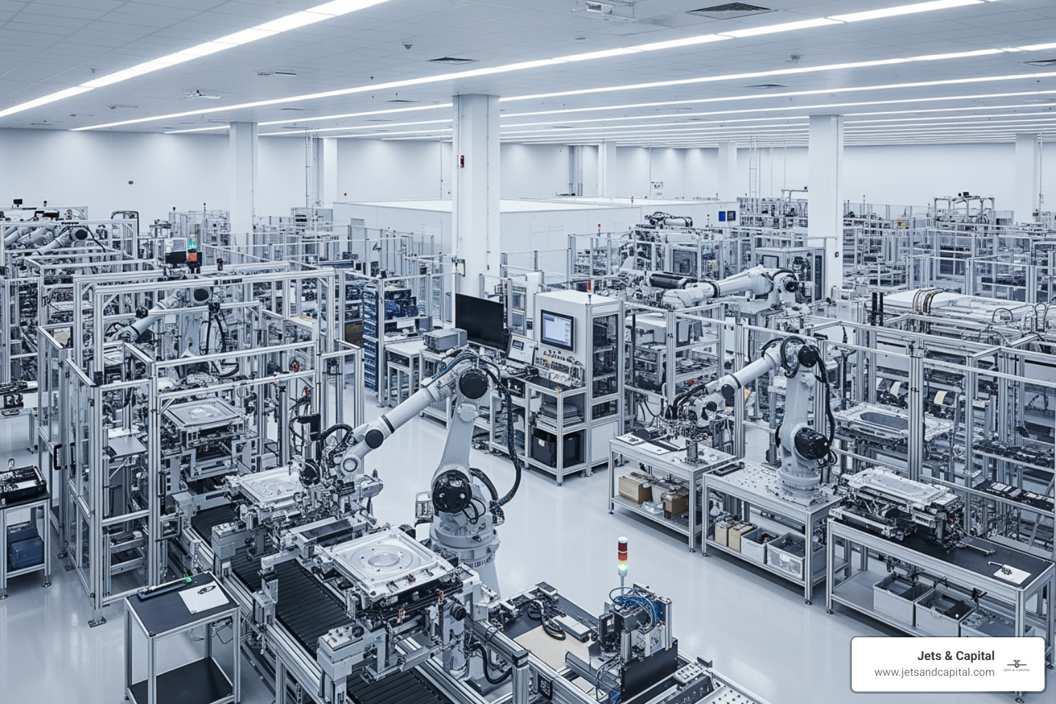A modern manufacturing facility representing the growth of the Canadian EV and tech sectors, showcasing precision engineering and large-scale industrial investment - Discover investment opportunities