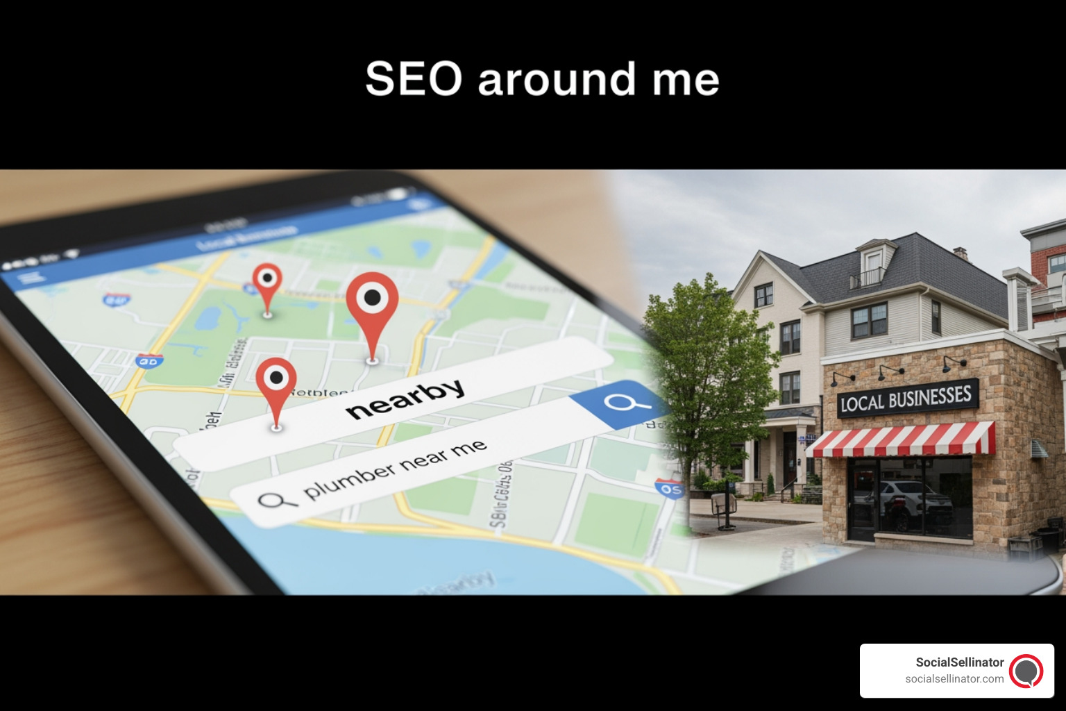 Graphic showing the intersection of relevance, distance, and prominence as the three pillars of local SEO - seo around me