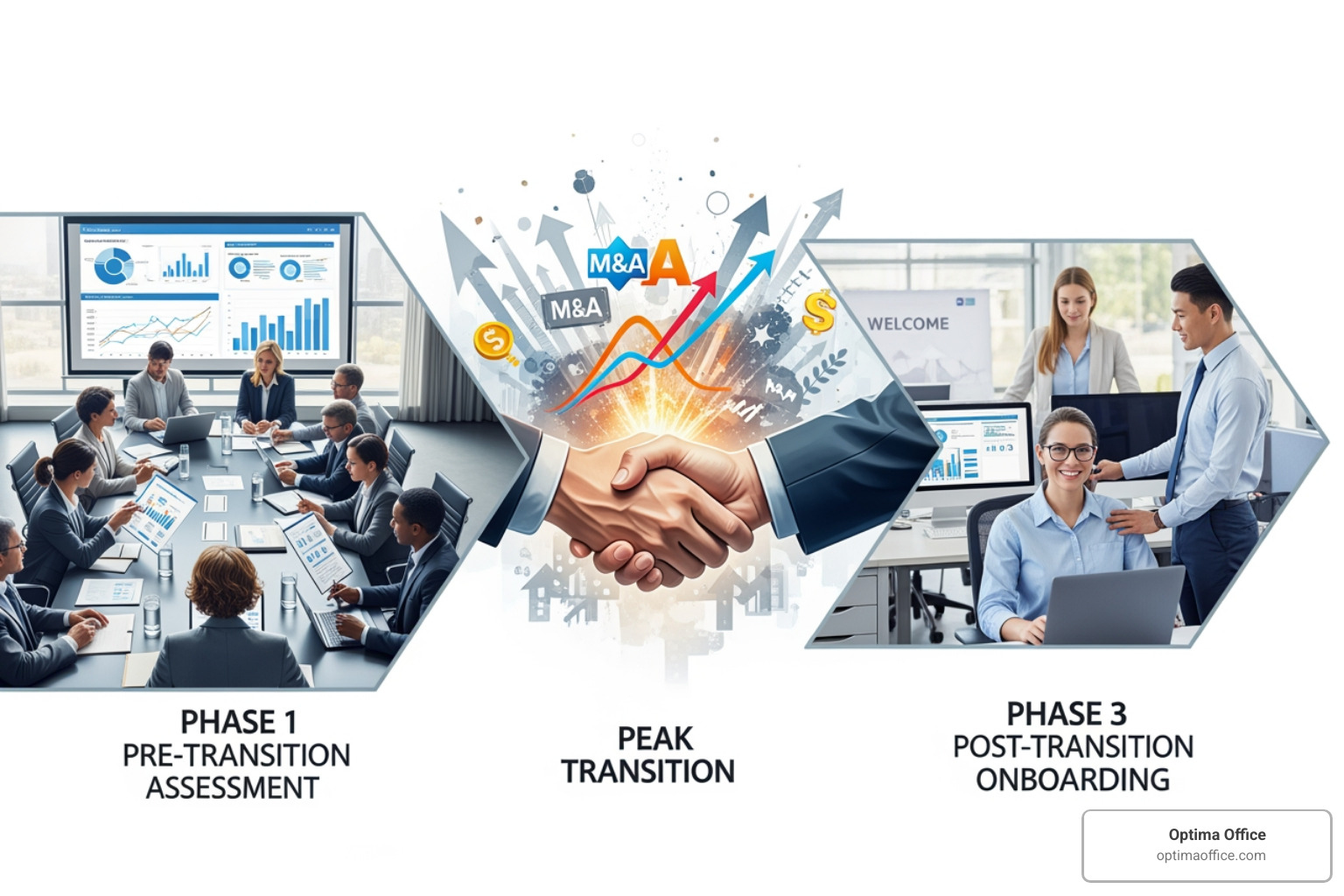 Business transition timeline showing the phases where an interim CFO is most valuable: Pre-transition (assessment), Peak Transition (M&A/Crisis/Growth), and Post-transition (onboarding permanent hire) - interim cfo services Business transition timeline showing the phases where an interim CFO is most valuable: Pre-transition (assessment), Peak Transition (M&A/Crisis/Growth), and Post-transition (onboarding permanent hire) - interim cfo services
