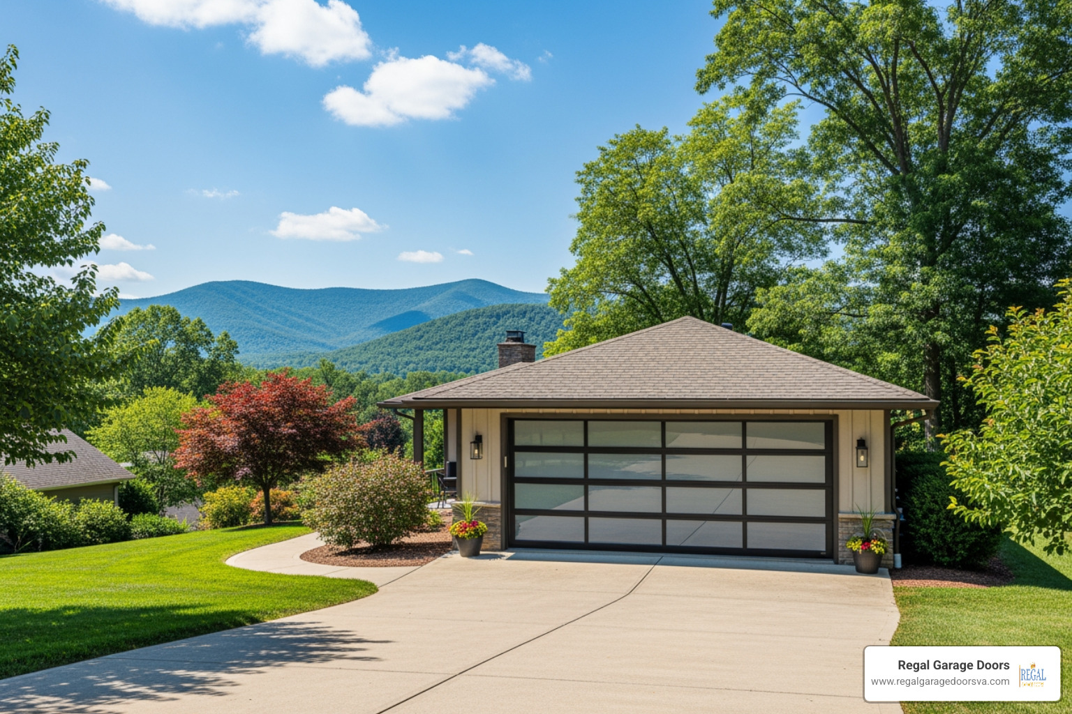 modern garage door in a Staunton driveway - garage door annual maintenance modern garage door in a Staunton driveway - garage door annual maintenance