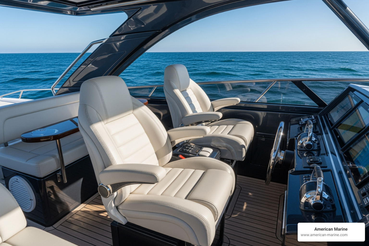 high-performance helm seating with shock absorption - custom boat seating