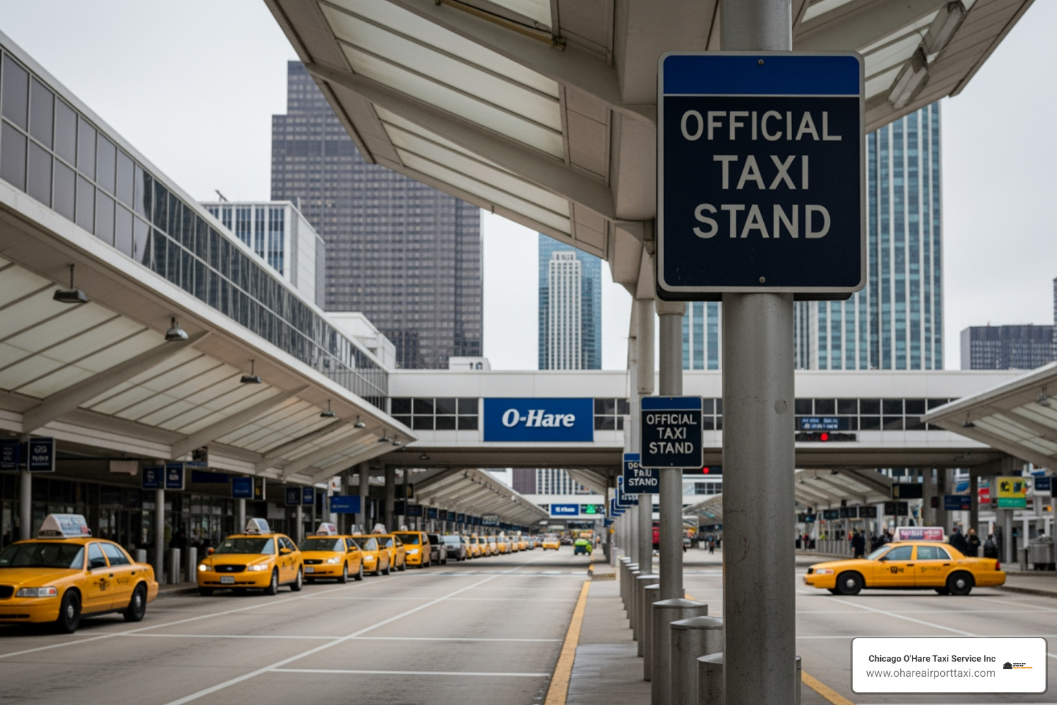 Official taxi stand signage at O'Hare Airport - o hare airport taxi services chicago il Official taxi stand signage at O'Hare Airport - o hare airport taxi services chicago il