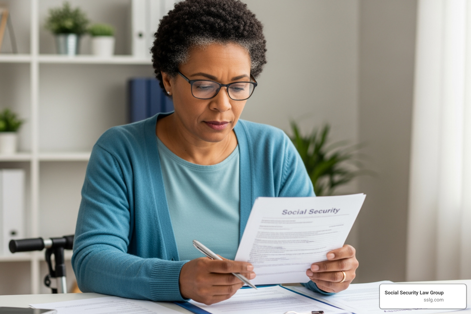 A person in their late 50s carefully reviewing financial documents and Social Security paperwork - work while disabled A person in their late 50s carefully reviewing financial documents and Social Security paperwork - work while disabled