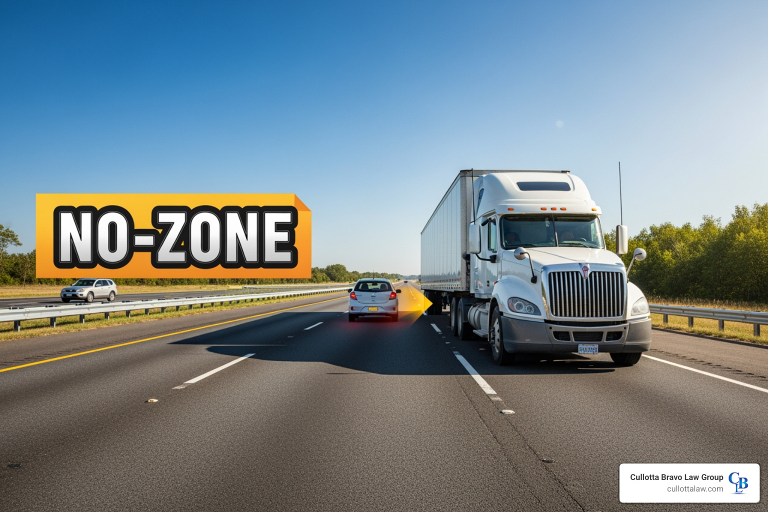 semi truck performing a dangerous lane change - semi truck blind spot mirror