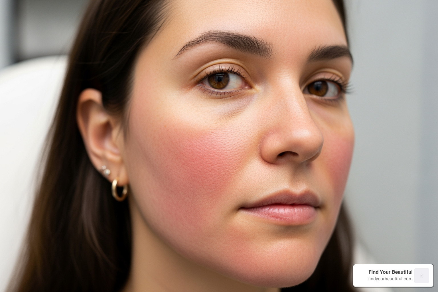 Patient with mild post-treatment redness on the cheeks and jawline, looking like a moderate sunburn, illustrating the typical appearance during the first 24 hours of Morpheus8 recovery - morpheus8 downtime