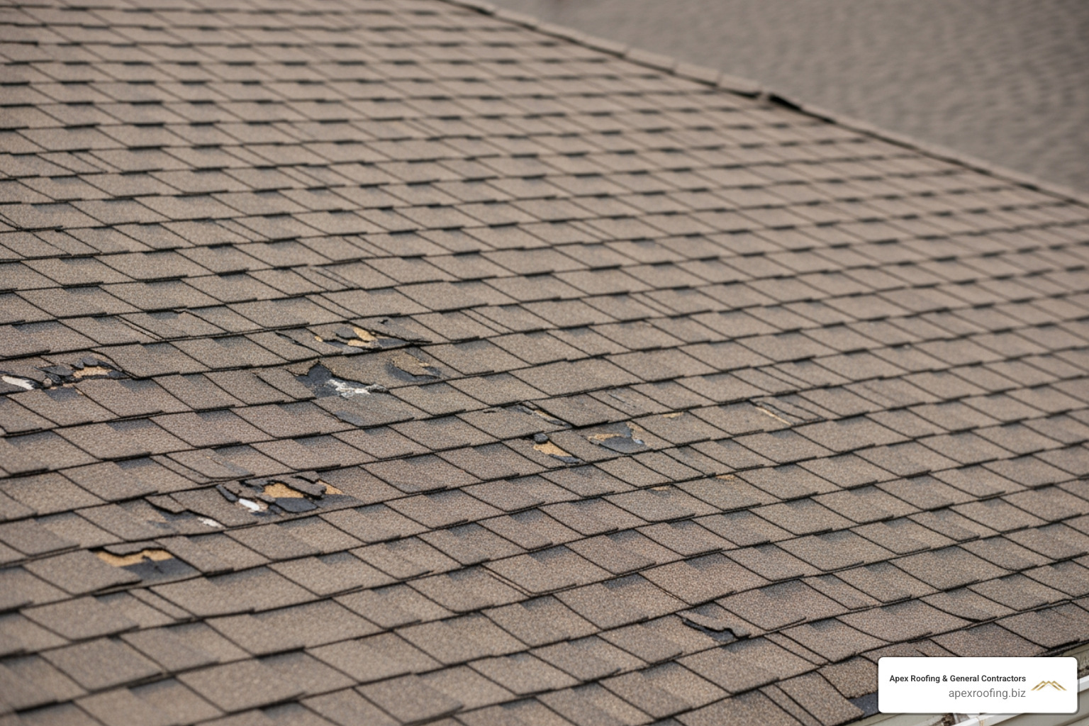 hail-damaged shingles with missing granules and bruising - residential roofing installation san antonio