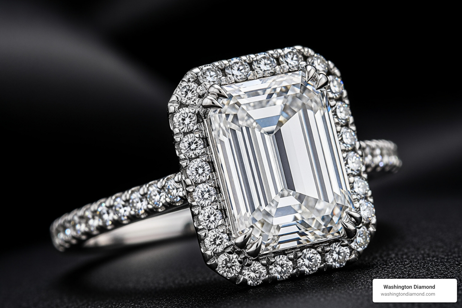 1 carat custom halo antique emerald cut engagement ring