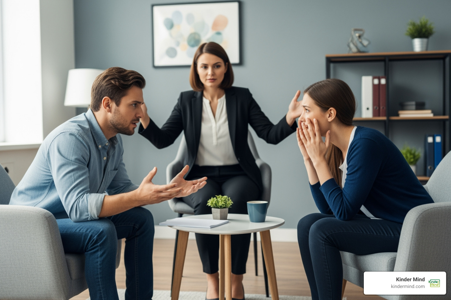therapist mediating a tense conversation - helping couples on the brink of divorce therapist mediating a tense conversation - helping couples on the brink of divorce