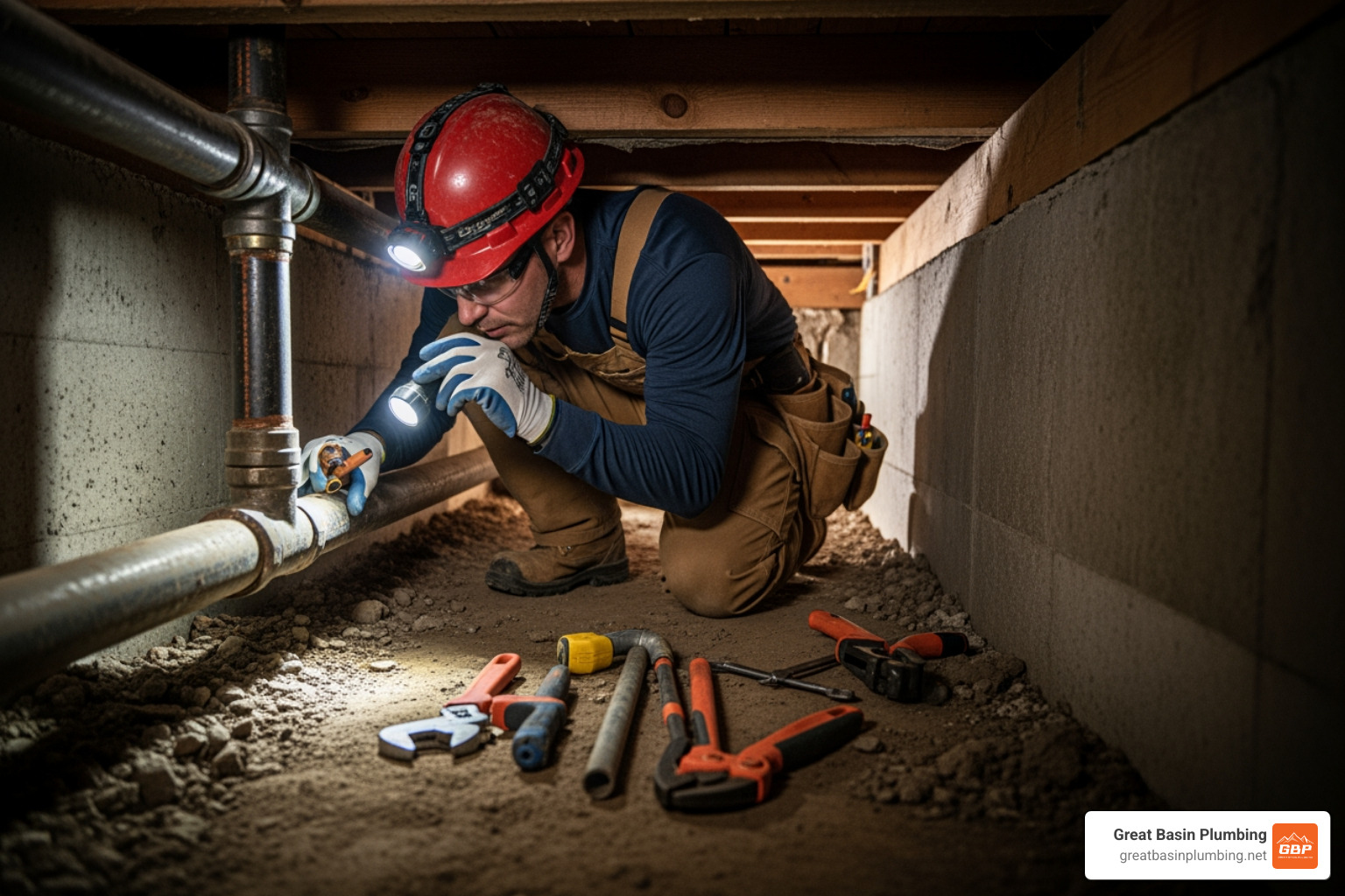 professional plumber evaluating a home's main water line - pipe repiping utah