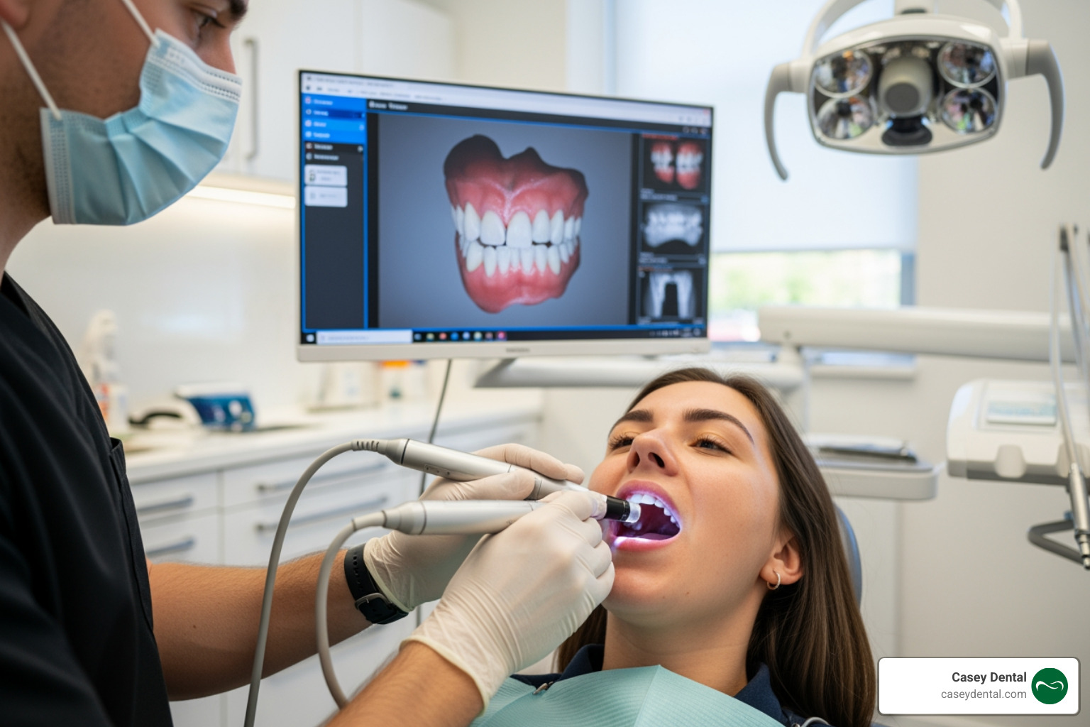 dentist using a digital intraoral scanner on a patient - cerec crown vs traditional crown