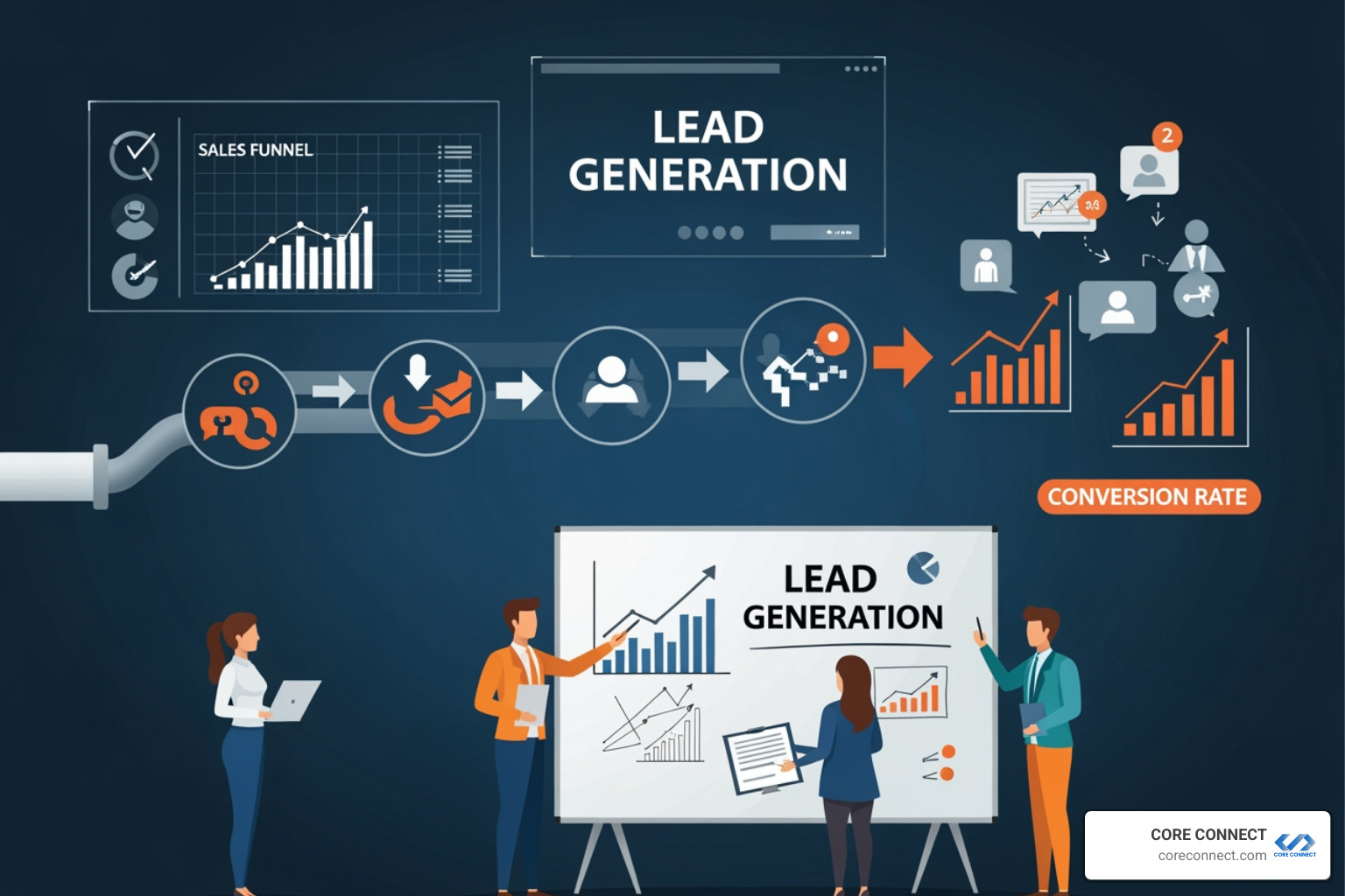 sales pipeline showing leads moving from cold to closed - Improve lead generation