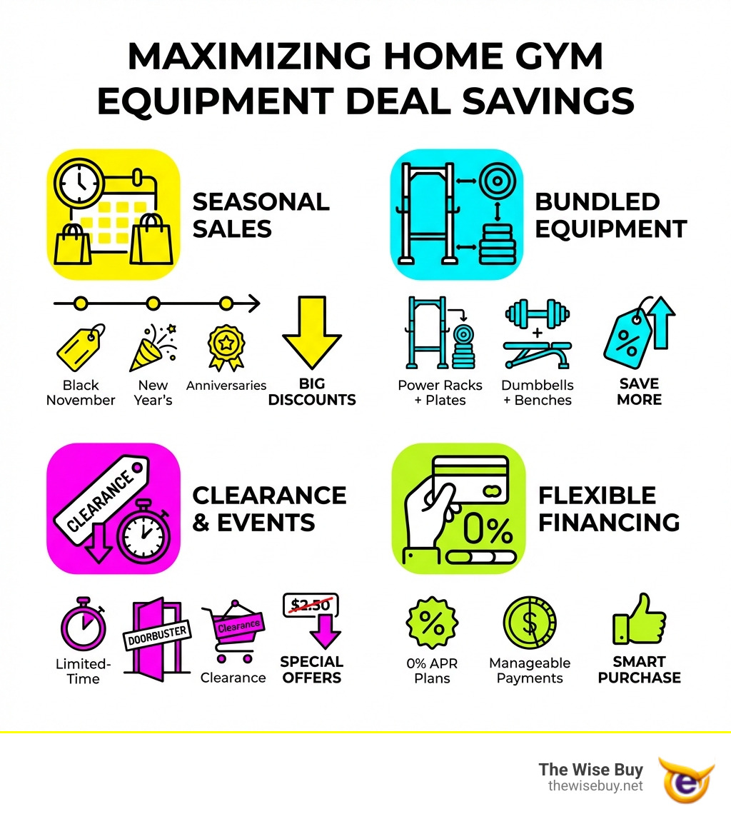 Infographic on maximizing home gym equipment deal savings - home gym equipment deals infographic 