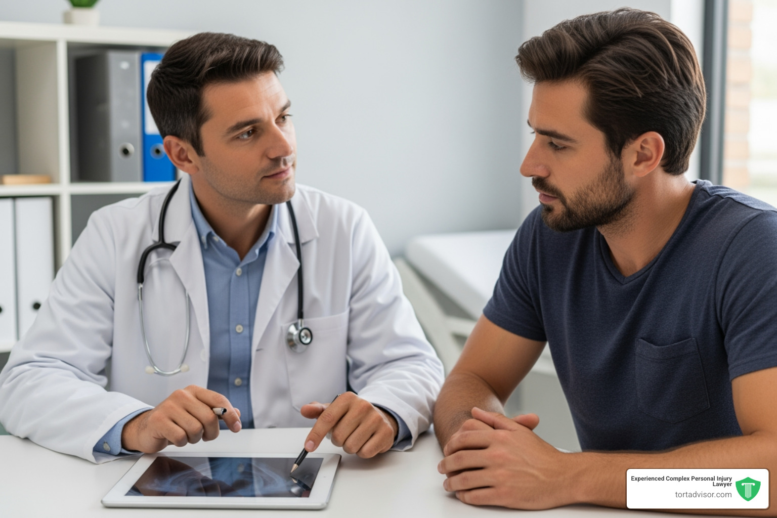 Medical professional discussing a diagnosis with a patient - Firefighting foam PFAS lawsuit Medical professional discussing a diagnosis with a patient - Firefighting foam PFAS lawsuit