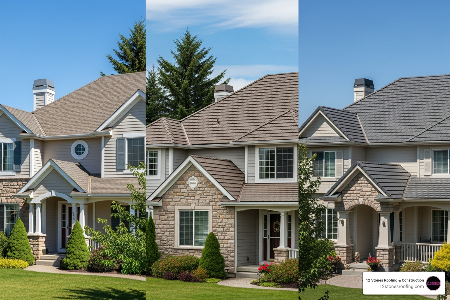 Comparison of different shingle styles including 3-tab, architectural, and luxury designer shingles - average roof replacement cost in houston texas