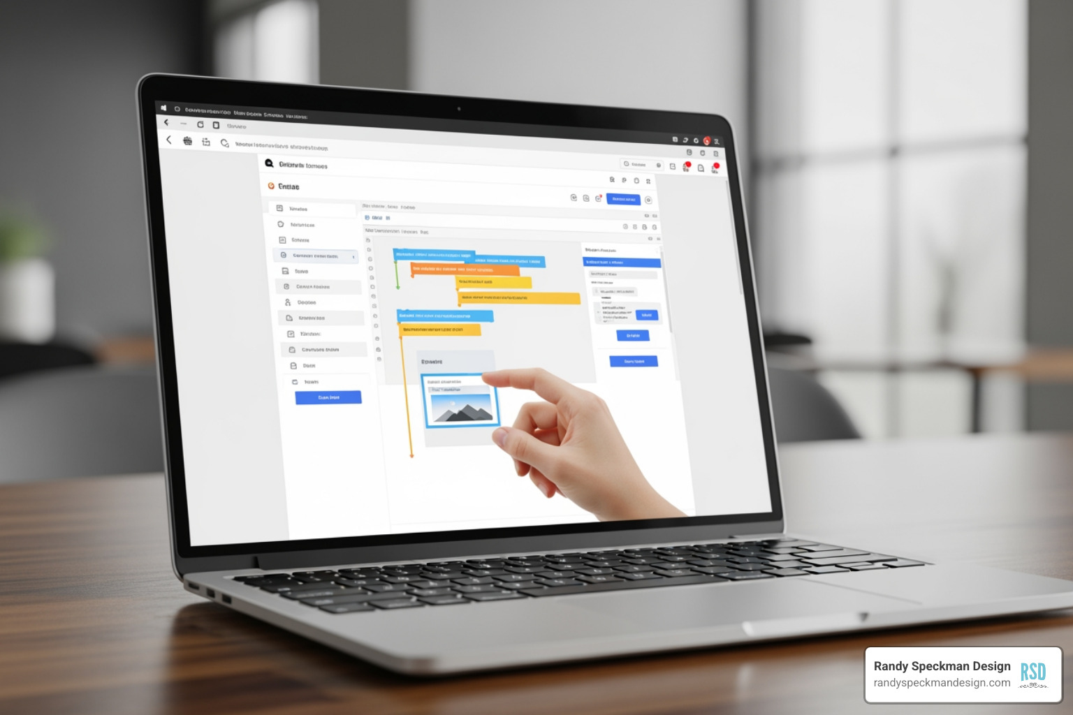 Laptop showing a user-friendly website editor with drag-and-drop elements and a clean interface - cheapest online website