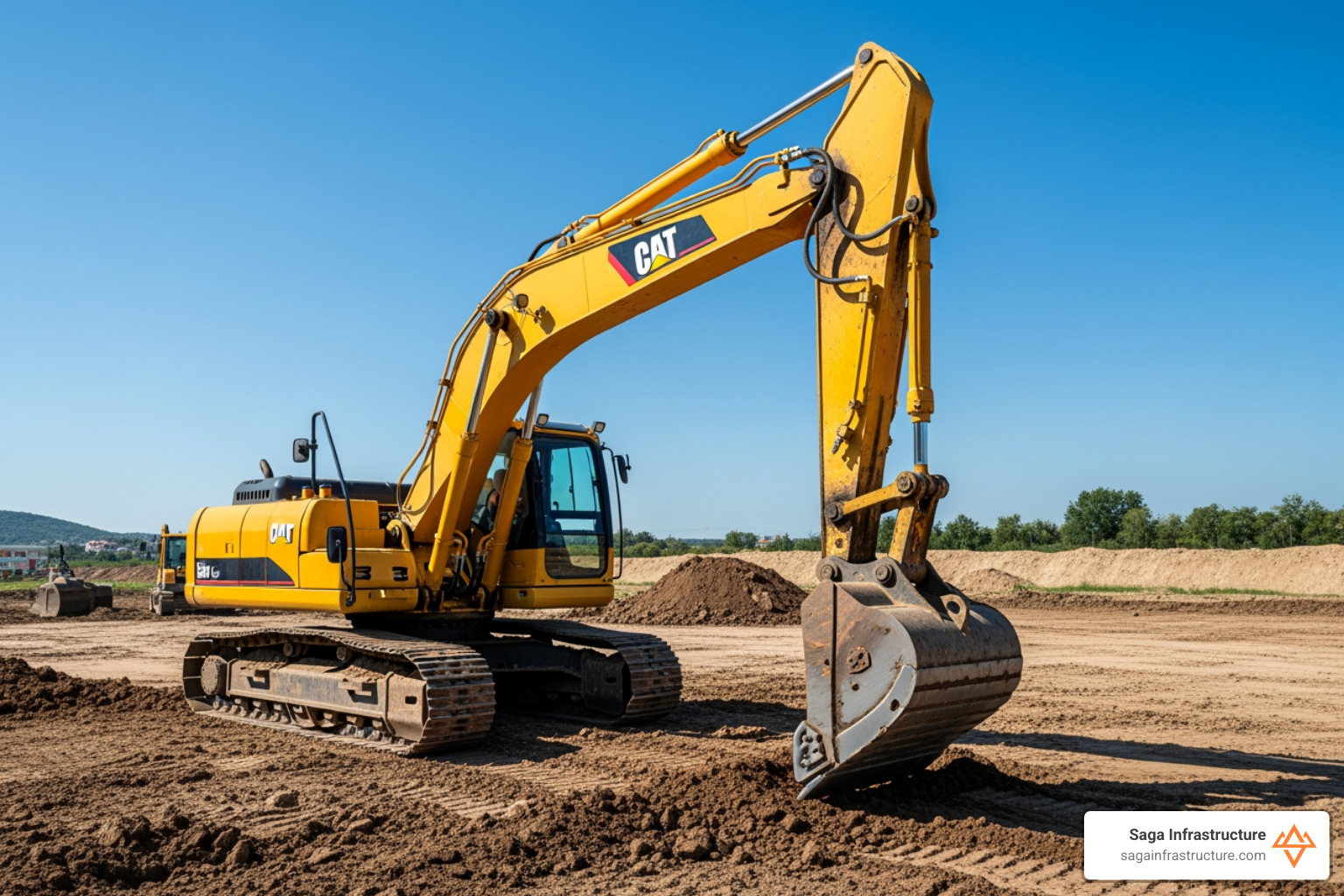 excavator at work on a construction site - grading & excavation contractor