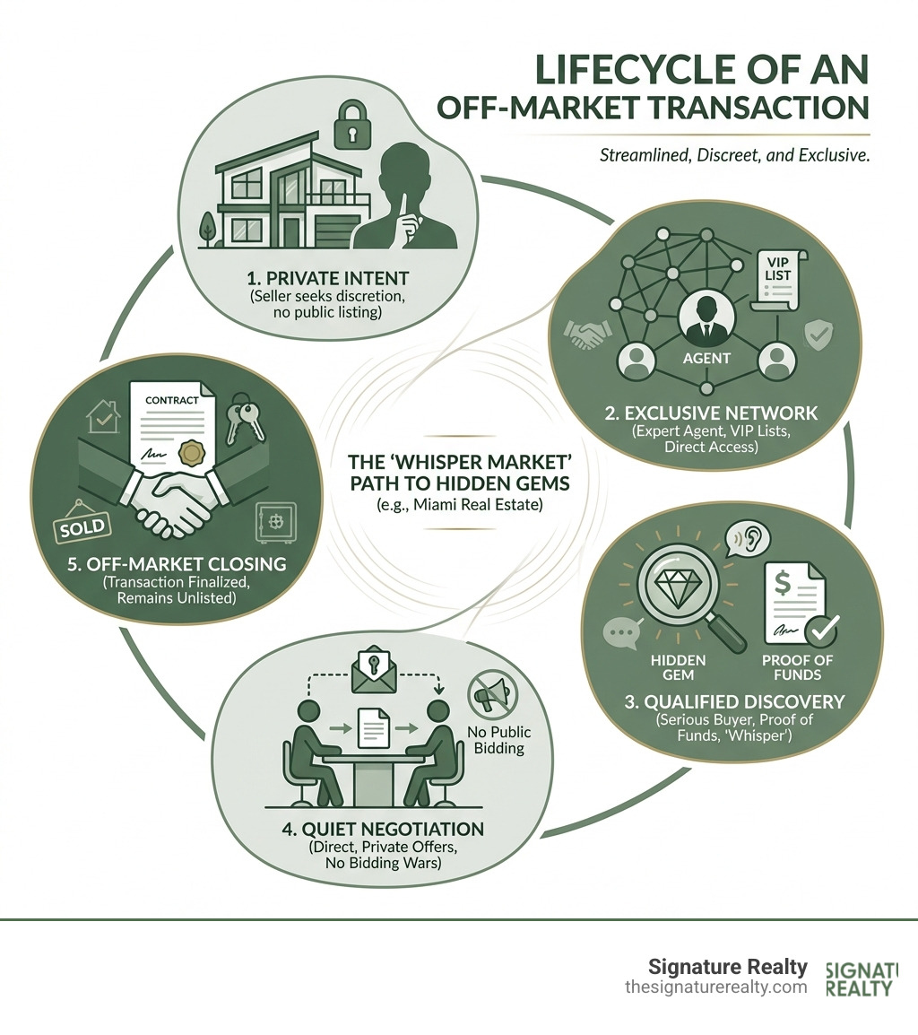 Infographic explaining the lifecycle of an off-market transaction - off market deals miami infographic Infographic explaining the lifecycle of an off-market transaction - off market deals miami infographic