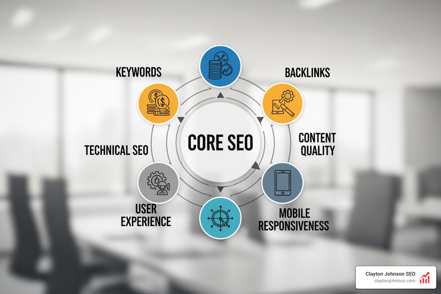 Graphic showing the transition from fragmented SEO tactics to a structured growth architecture - Core SEO Graphic showing the transition from fragmented SEO tactics to a structured growth architecture - Core SEO