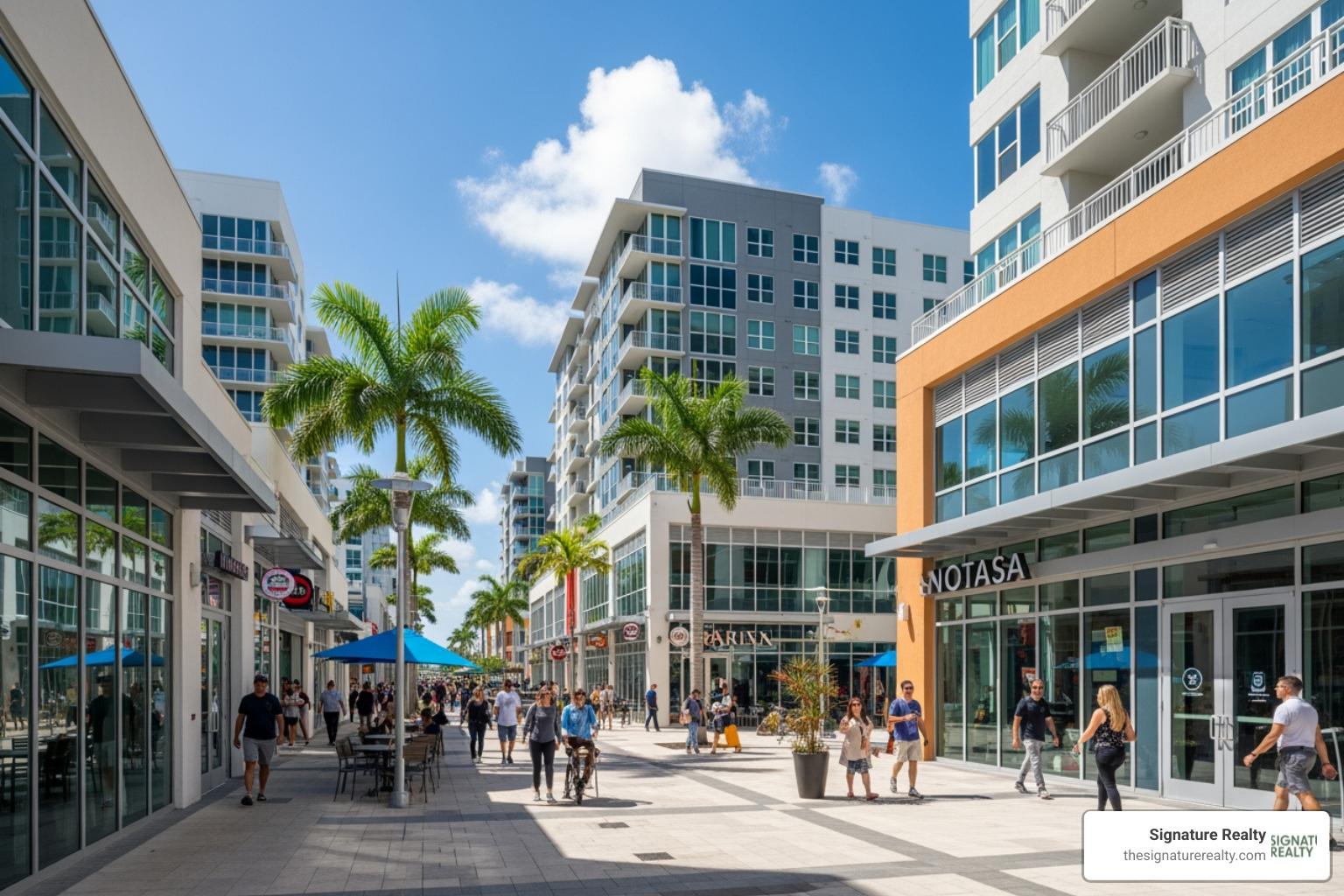 Doral's modern mixed-use landscape featuring wide sidewalks, ground-floor retail, and residential units above - zoning for mixed use Doral's modern mixed-use landscape featuring wide sidewalks, ground-floor retail, and residential units above - zoning for mixed use
