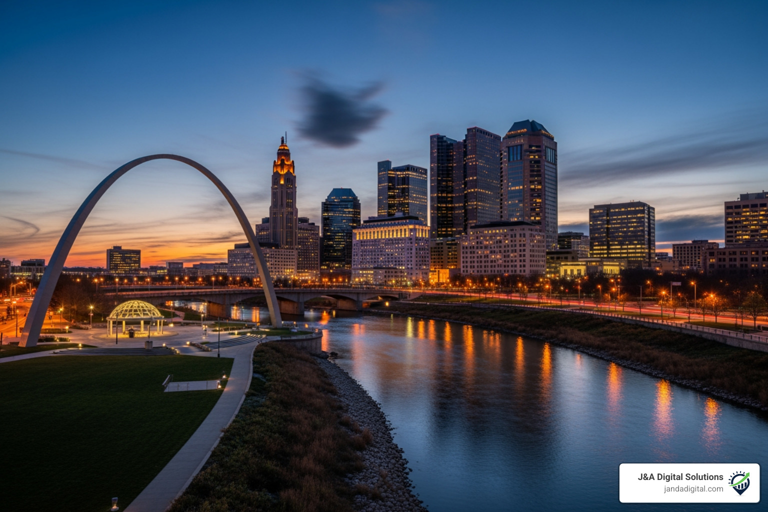Columbus skyline in the Arch City - plumber seo strategies columbus