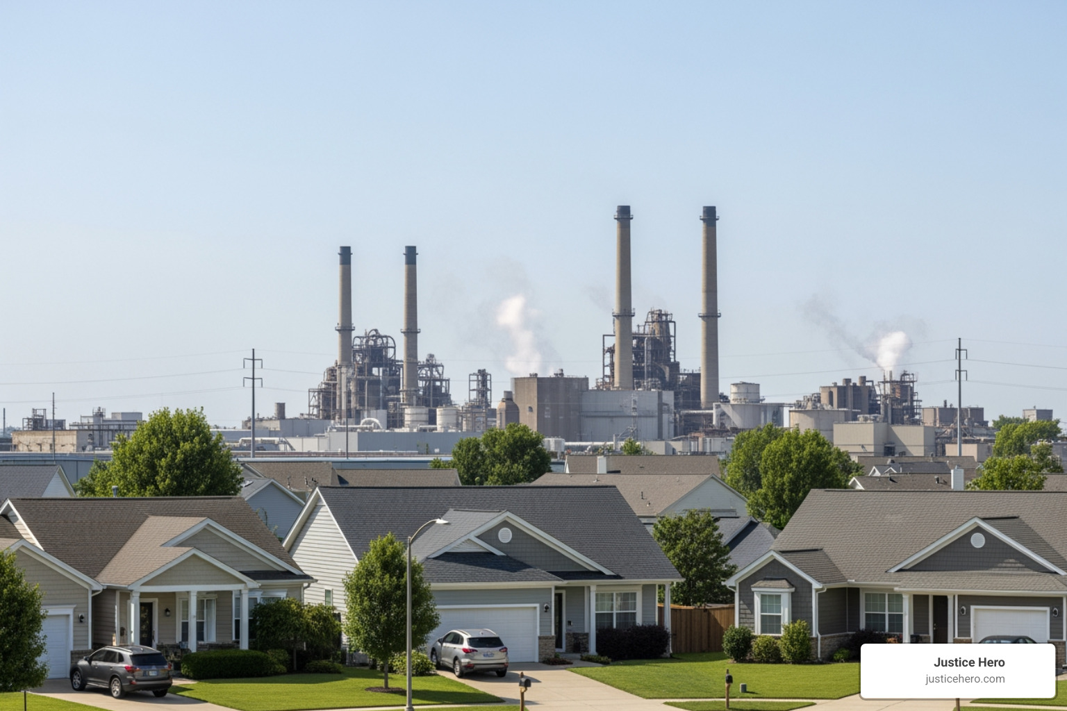 residential area near a factory - Chemical exposure lawsuit