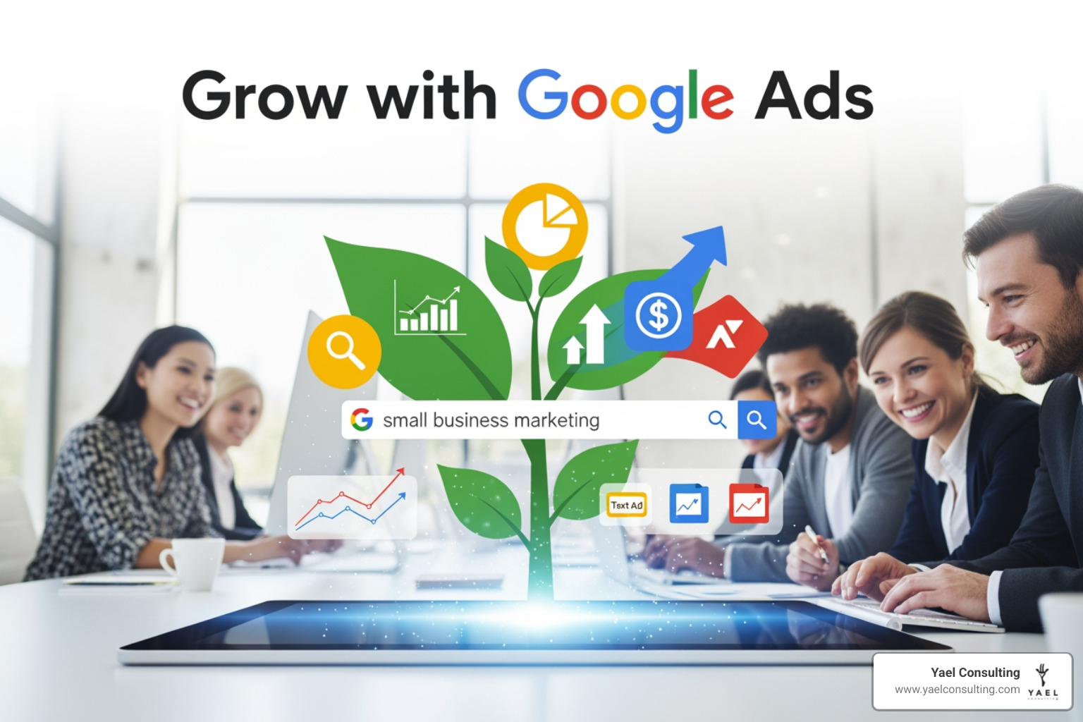 Professional analyzing growth metrics on a digital dashboard with rising green arrows and conversion data - grow with google ads Professional analyzing growth metrics on a digital dashboard with rising green arrows and conversion data - grow with google ads