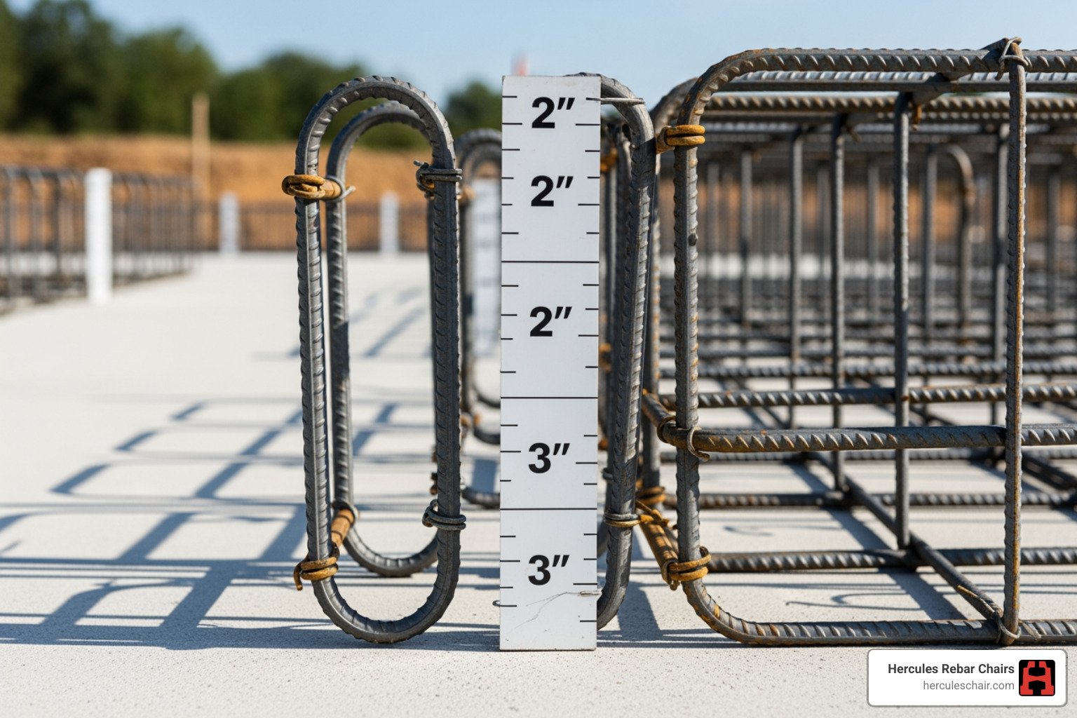 Standard 2-inch and 3-inch rebar chairs showing height increments - bar chairs concrete sizes