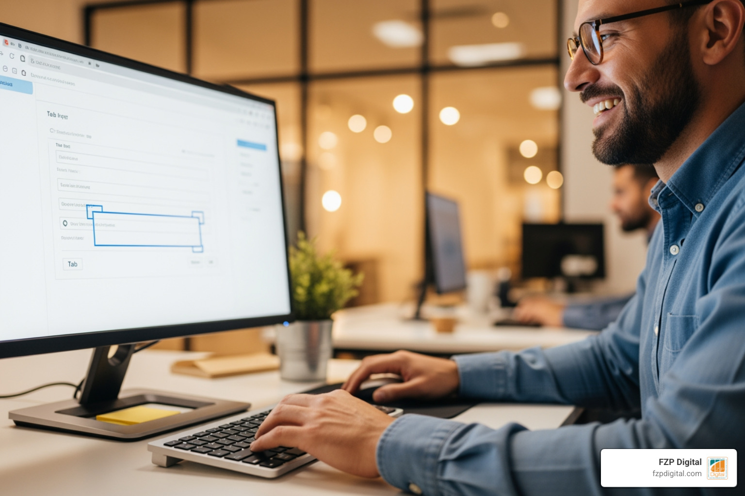A developer using the Tab key to navigate a web form to ensure there are no keyboard traps - accessible web design A developer using the Tab key to navigate a web form to ensure there are no keyboard traps - accessible web design