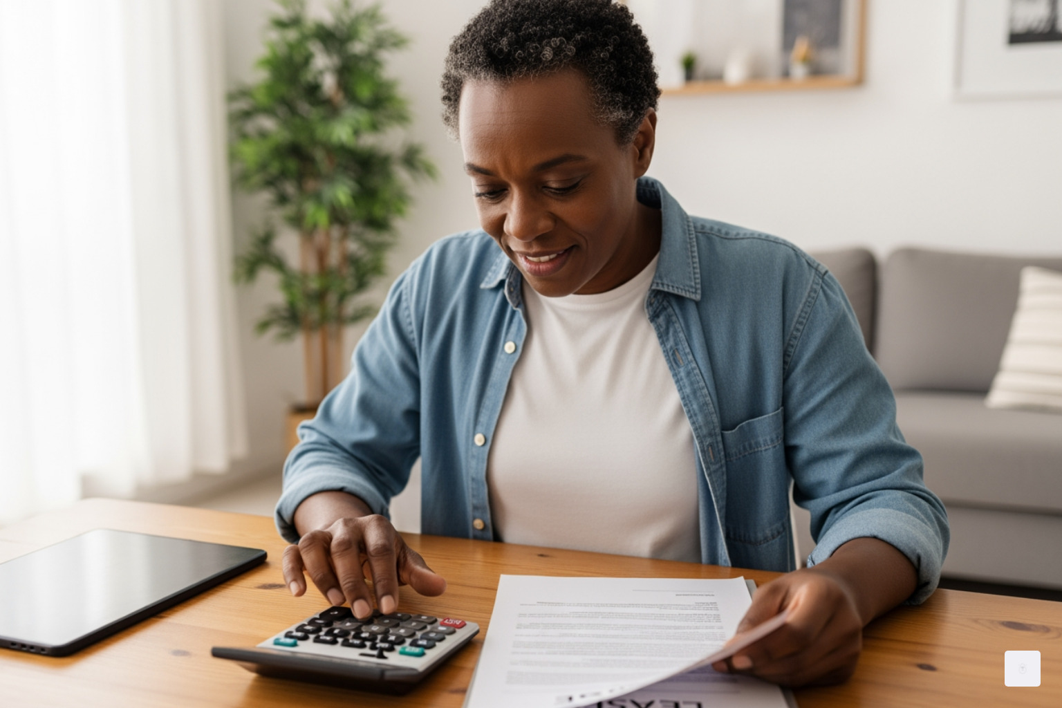 person using a calculator to figure out a security deposit amount next to a lease document - security deposit California person using a calculator to figure out a security deposit amount next to a lease document - security deposit California