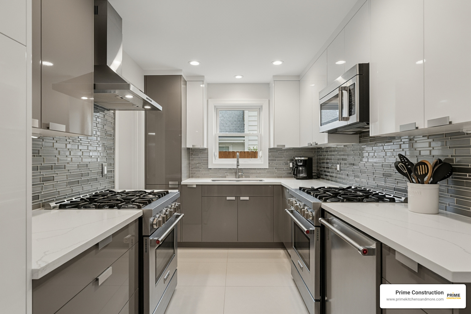 galley kitchen with reflective surfaces - Small kitchen remodel