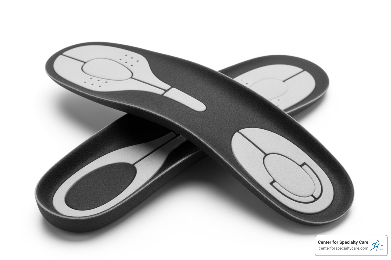 Detailed image of custom orthotic inserts showing the arch support and heel cushioning designed to correct biomechanical imbalances - podiatrist fairmont mn