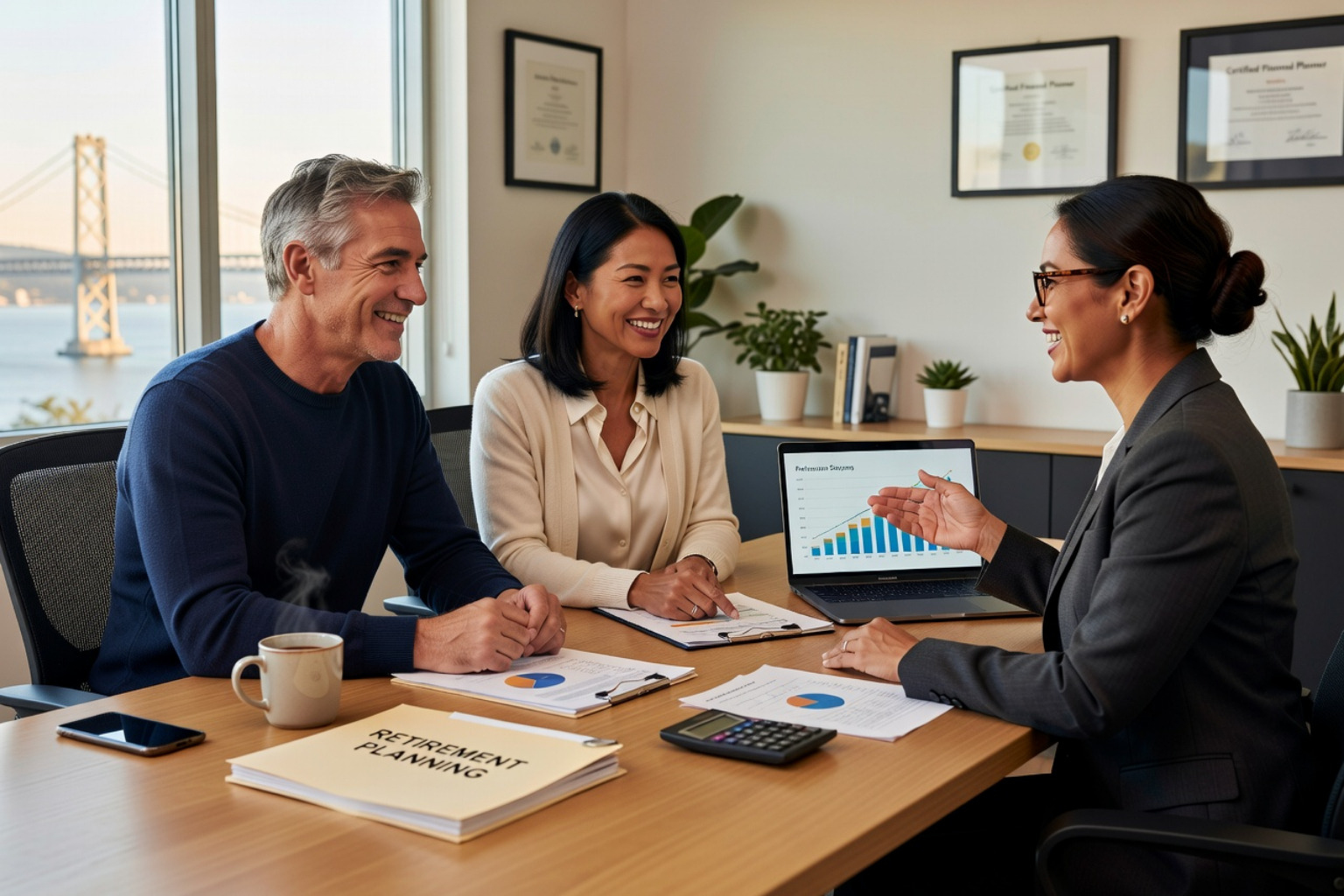 two people in a professional consultation meeting - retirement planning east bay two people in a professional consultation meeting - retirement planning east bay