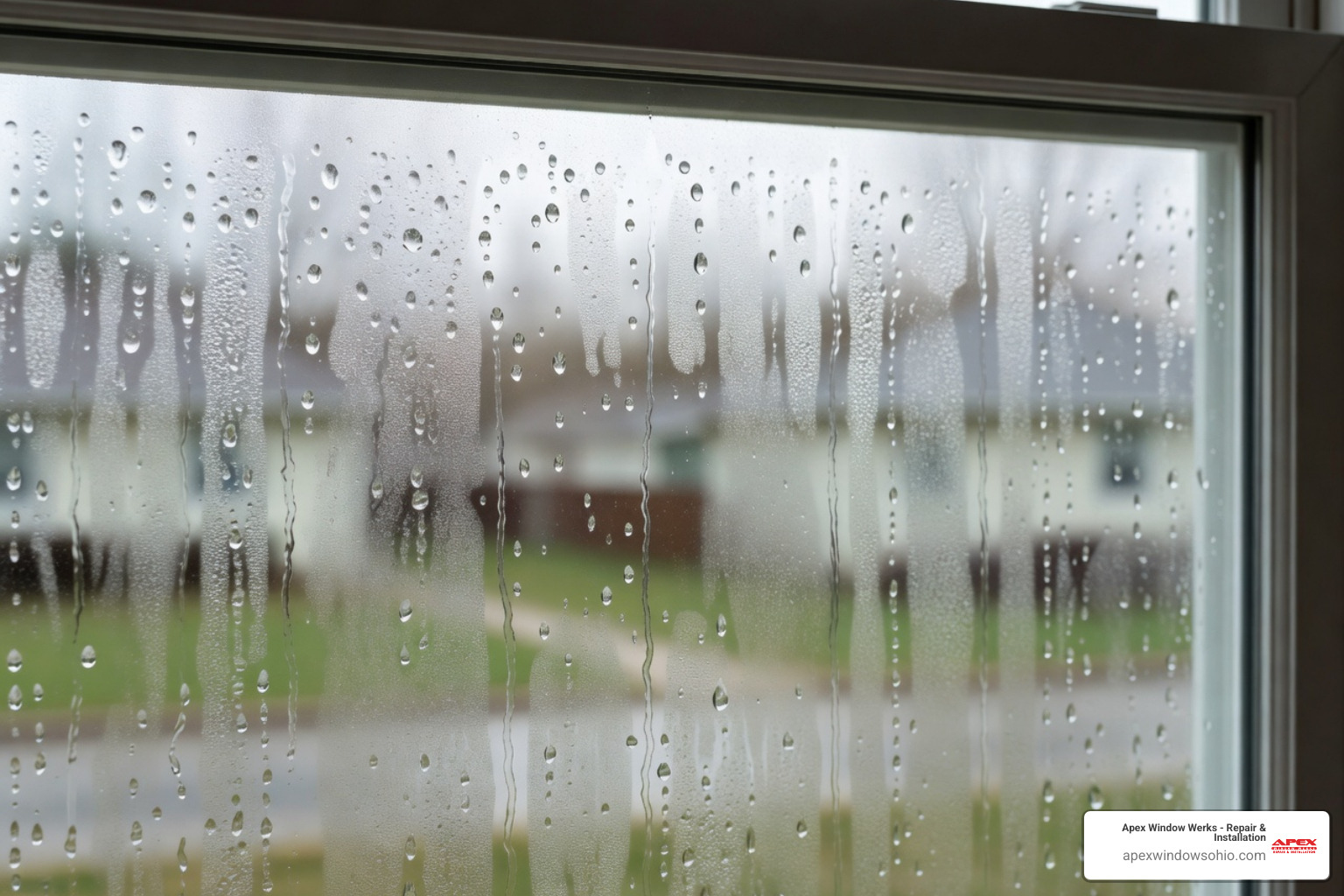 person using squeegee on window - fix hazy windows