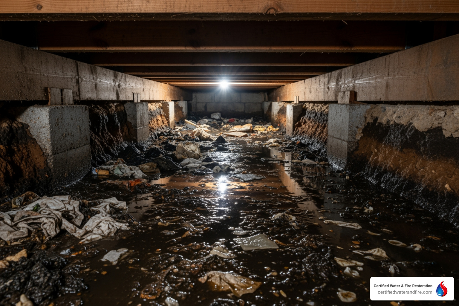 sewage spill under house crawl space - how to clean up sewage spill under house