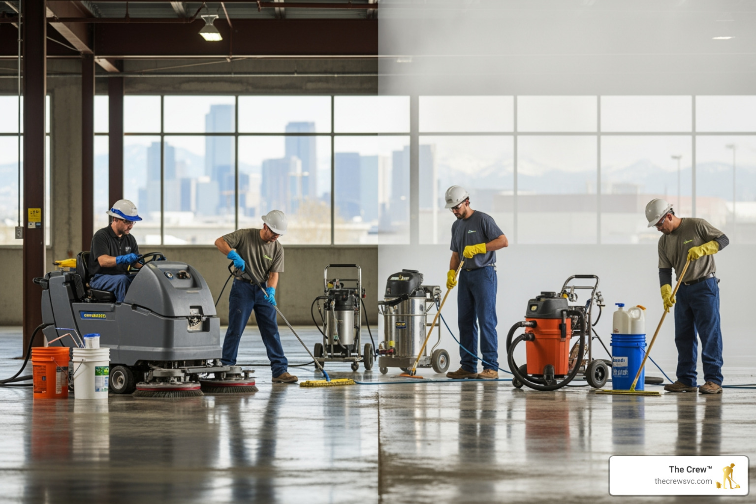 Safety signage on a factory floor highlighting OSHA compliance - industrial cleaning denver metro