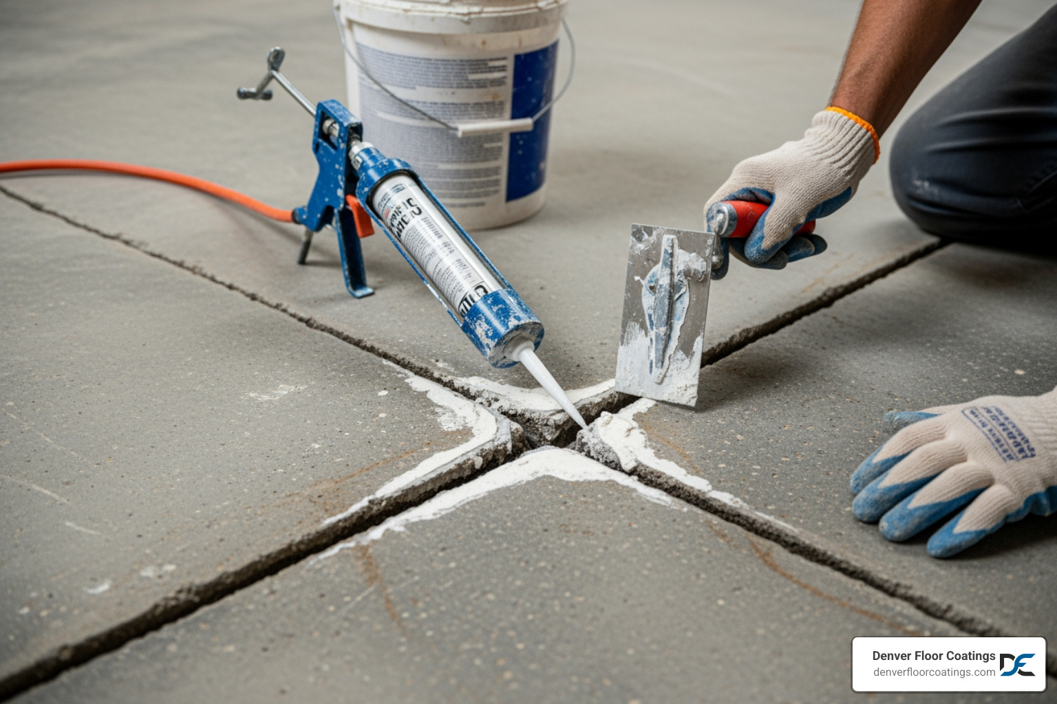 Cross-section of a concrete slab showing subgrade settlement where soil has eroded or shifted, causing the concrete above to crack due to lack of support - concrete floor crack repair