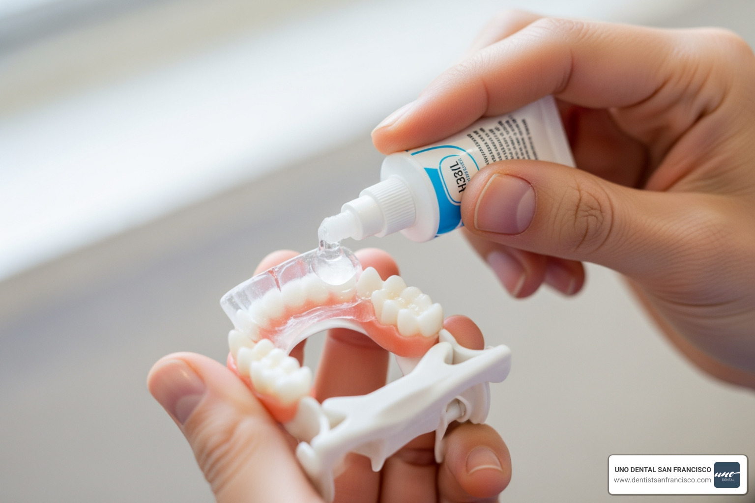 person applying whitening gel to a tray - teeth bleaching molds person applying whitening gel to a tray - teeth bleaching molds