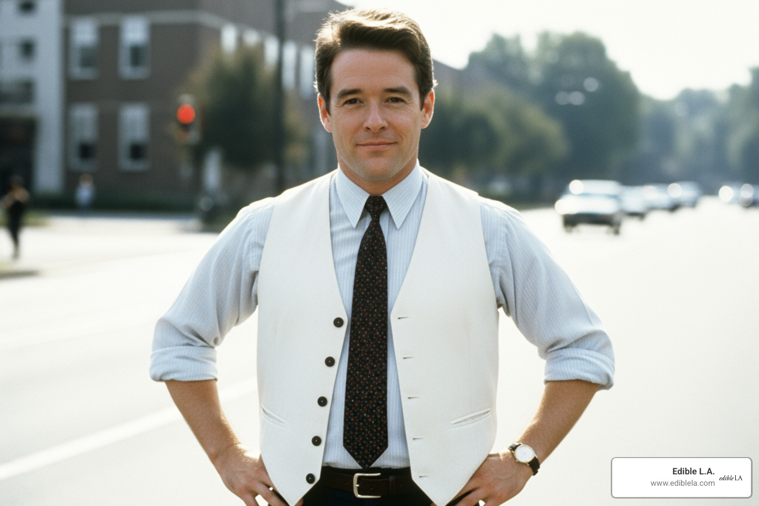 Ferris Bueller in his iconic vest - matthew broderick
