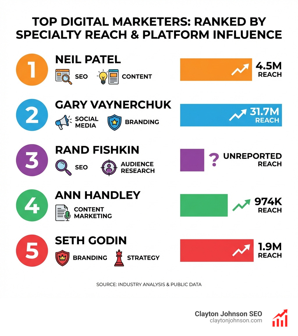 Top digital marketers ranked by specialty reach and platform influence infographic - best digital marketer in the world Top digital marketers ranked by specialty reach and platform influence infographic - best digital marketer in the world