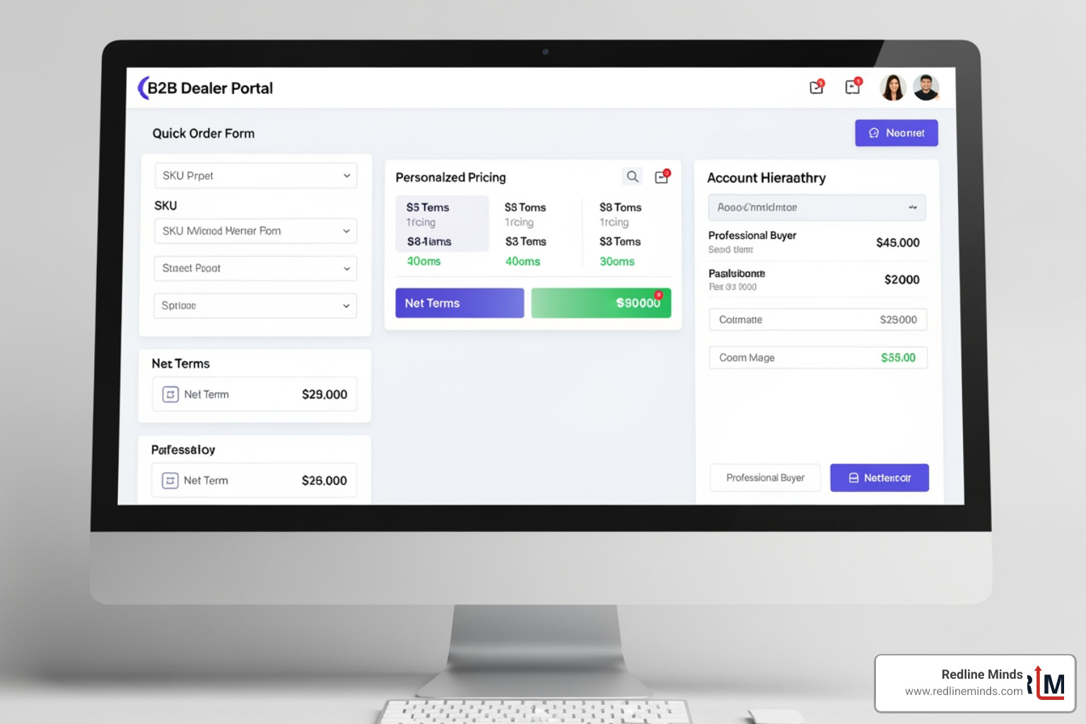 dealer portal interface example - b2b online store